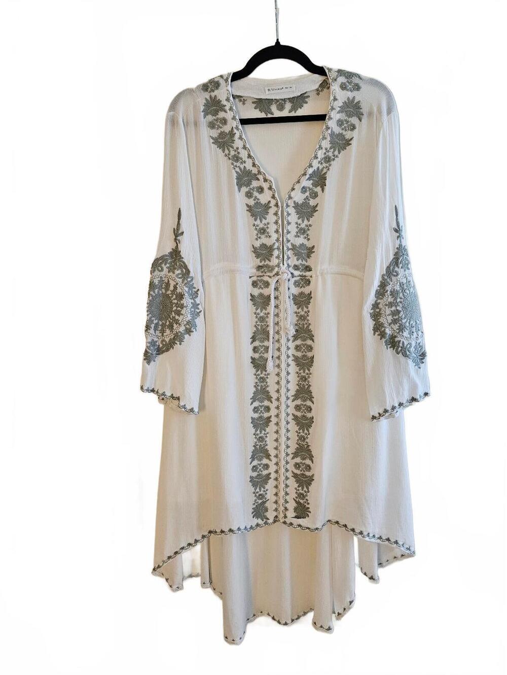 R. Vivimos Women's Embroidered High-Low White Bohemian Dress Size 2XL